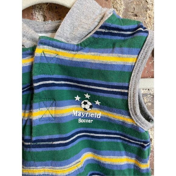Y2K Circo Baby Mayfield Soccer Striped Hooded Sleeveless Romper Baby Size - Picture 3 of 9